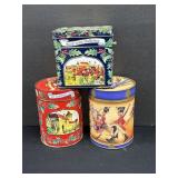 3 Vintage Lambertz Christmas Musical Cookie Cans