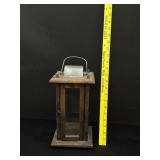 Rustic Farmhouse Wood Glass Candle Lantern