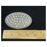Silver Tone Rhinestone Filled Belt Buckle