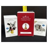 3 Hallmark Keepsake Mickey Mouse Ornaments