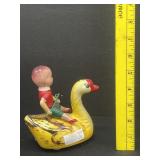 Old Tin Toy Duck Wind Up Works