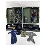 2 G.I. Joe Dolls & Foot Lockers Clothes Guns 1990s