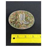 Boot Belt Buckle W/ Unakite Gemstone Nuggets