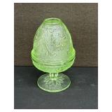 Vintage Indiana Glass Fairy Lamp Green