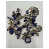 Vintage Sterling Silver Charm Bracelet 73 Grams