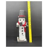 Homemade Carved Log Fishing Snowman