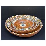 4 VIntage Mexican Redware Pottery Nesting Bowls