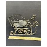 Vintage Wrought Iron Candle Holder Sleigh