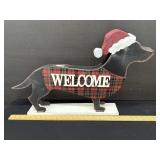 Vintage Wood & Metal Christmas Dachshund Sign