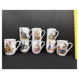 Lot Of 8 Vintage Norman Rockwell Coffee Mugs