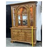 Vintage Oak Keller Lighted Hutch