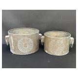 2 Vintage  Brass Planter Made In Hong Kong