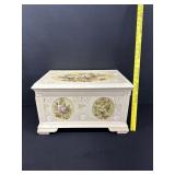 Vintage Hand Painted Wood Box W/ Tray Insert