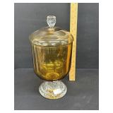 Heavy Mid-Century Amber Glass Apothecary Jar