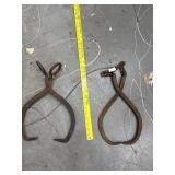 2 Primitive Antique Ice Tongs
