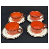 4 Vintage Poppytrail Rooster Cups & Saucers