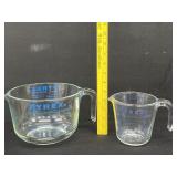 2 Vintage Blue Pyrex Measuring 8 & 4 Cups