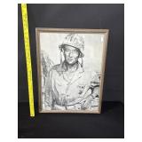 Large John Wayne USMC Framed Photo