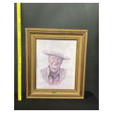 John Wayne Wood & Rope Framed Print