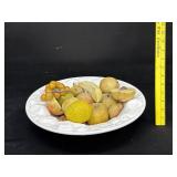 Large Ceramic Pier 1 Bowl W. Alabaster Fruit