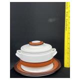 Vintage Porcelone Bean Pot W/ Underplate