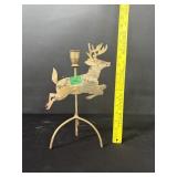 Vintage Metal Reindeer Candlestick Holder