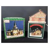 2 Vintage Lighted Houses Church & City Hall