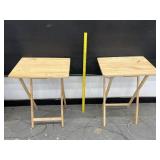 2 Vintage Yellow Pine Wood TV Trays