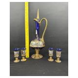 Mid-Century Bohemian Cobalt Decanter & Cordials