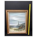 Oil on Canvas Lighthouse Painting Haren Kam