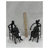 Vintage Heavy Cast Iron Cello Players Bookends