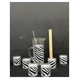 Vintage Zebra Cocktail Pitcher & Glasses