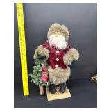 Vintage Santa Holding Christmas Tree