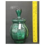Vintage Teal Blue Green Blown Apothecary Jar