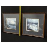 2 Vintage Mid Century Framed Lithographs