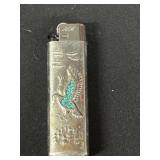 Vintage Silver & Turquoise Lighter Holder