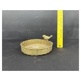 Vintage Brass Basket W/ Bird Made in India