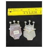 2 Antique Silver On Brass Bottle Jar Openers