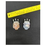 2 Antique Silver On Brass Bottle Jar Openers