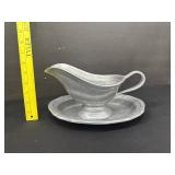Royal Wilton Plough Pewter Gravy W/ Undertray