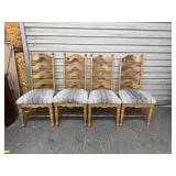 4 Knotted Pine High Back Dining Chairs