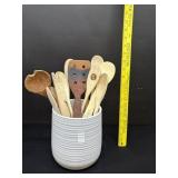 Ceramic Kitchen Utensil Holder W. Contents