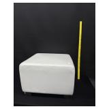 Leather Cream Color Ottoman Wood Legs