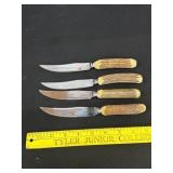 Set of Hiram Wild Sheffield Stag Handle Knives