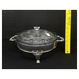 Vintage Silver Ornate Serving Dish W. Pyrex Dish