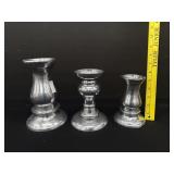 3 Vintage Pewter Candlesticks