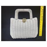 Vintage White Wicker Purse 1950