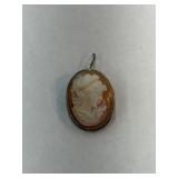 Vintage Cameo Pendant Pin 800 English Silver