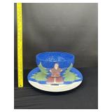 Large Vintage Christmas Serving Bowl & Platter