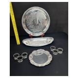 Set of Silver Napkin Rings & Trays